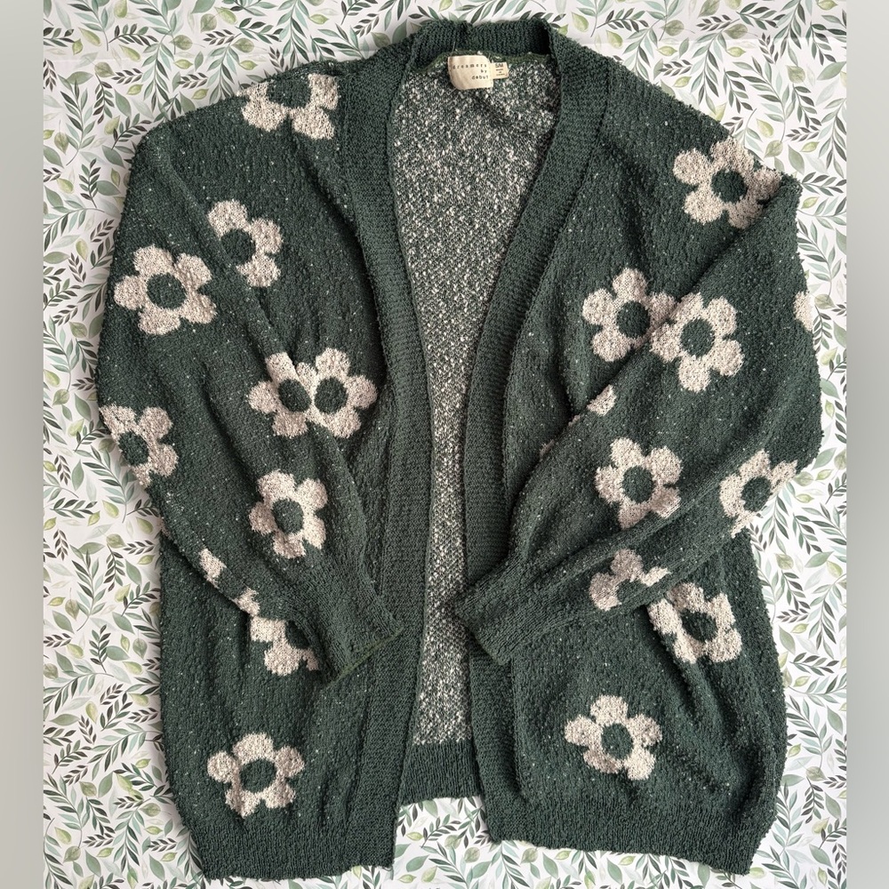 Green flower cardigan